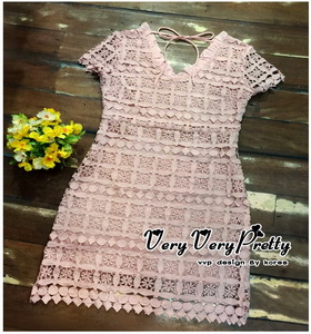ผ้าลูกไม้ถักทอ Dress Premium