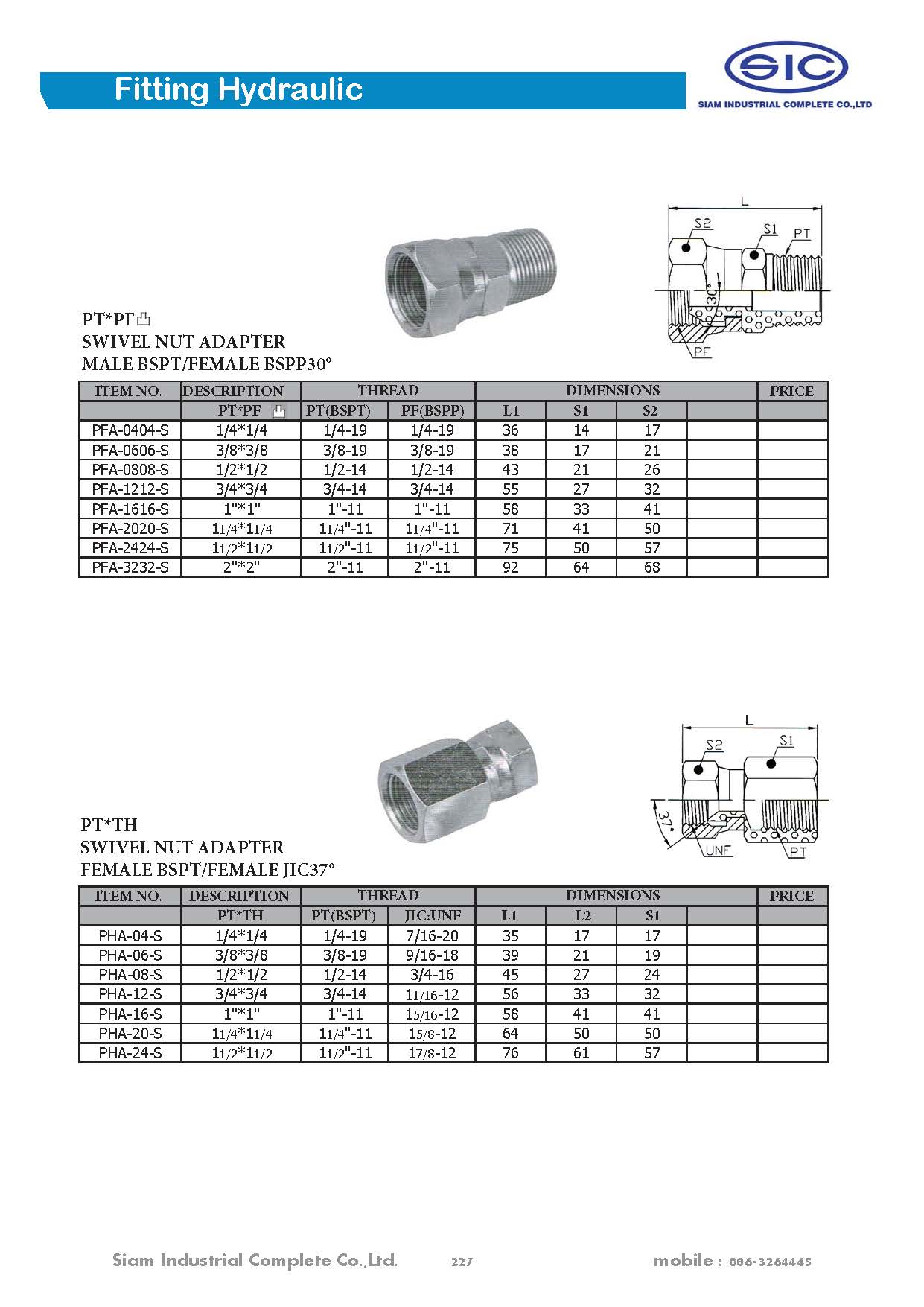 ข้อต่อไฮดรอลิค Fitting Hydraulic 3000 PSI