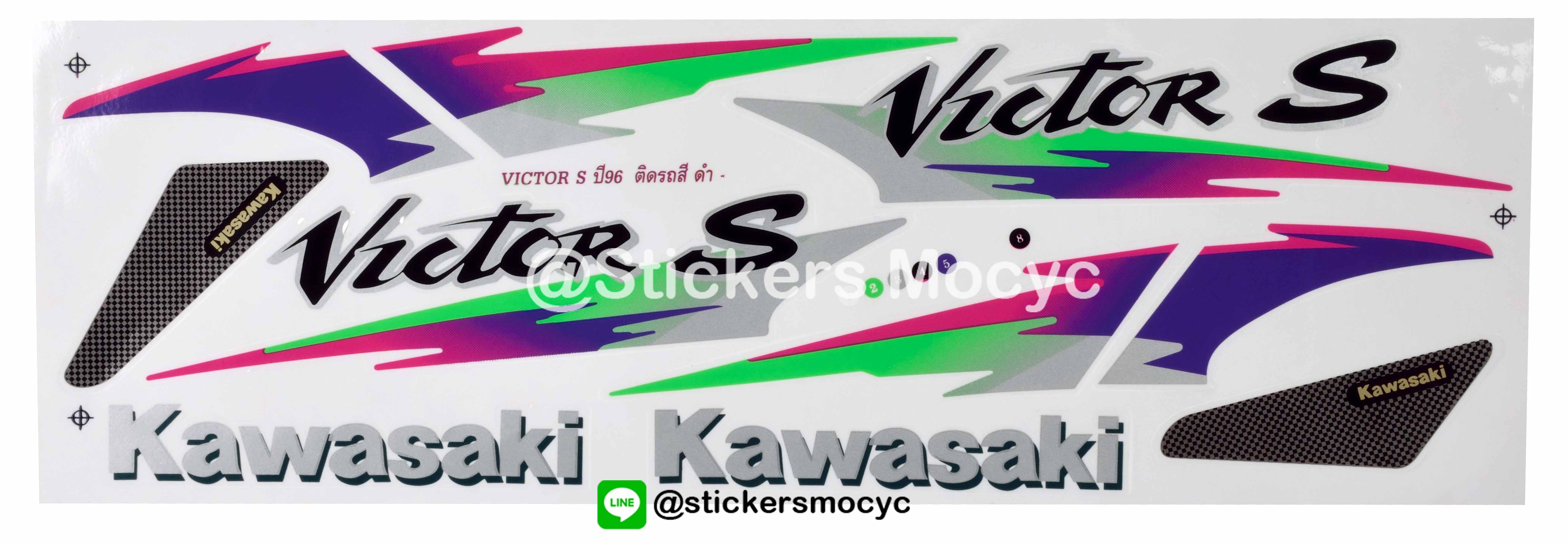 สติ๊กเกอร์ติดรถ มอเตอร์ไซค์ คาวาซากิ Victor Sticker Kawasaki Victor S ปี 1996 ติดรถ สีดํา