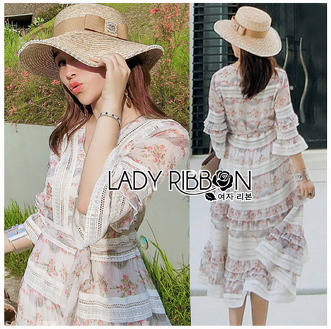 Dress เดรสผ้าชีฟองพิมพ์ลายดอกไม้