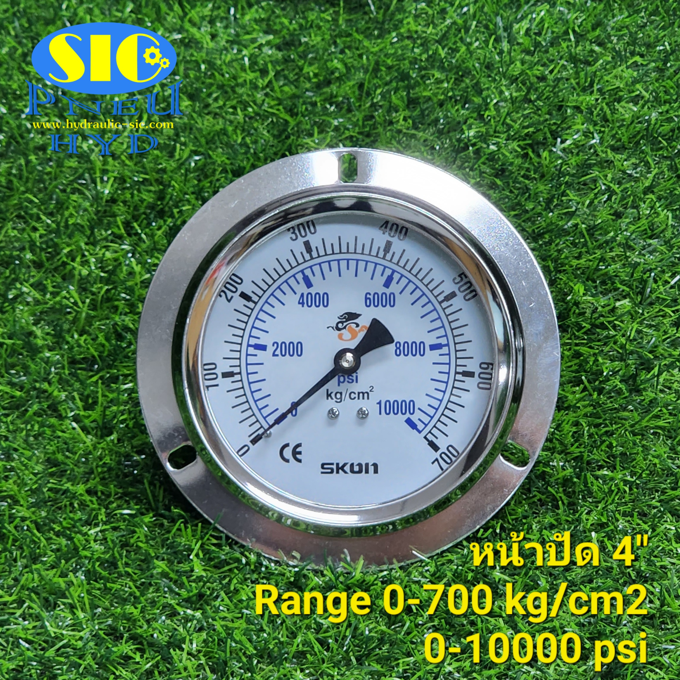 Pressure Gauge 4" เกจวัดแรงดัน หน้าปัด 4" เกลียวออกหลังกลาง 426-21-*** SKON