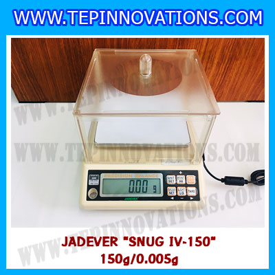 เครื่องชั่งดิจิตอลทศนิยม3ตำแหน่ง 150g x 0.005g เครื่องชั่งน้ำหนักดิจิตอล150กรัม เครื่องชั่งน้ำหนัก150g เครื่องชั่งละเอียดสูง ตาชั่งละเอียดสูง150กรัม พิกัดน้ำหนัก 150g ความละเอียด0.005g ยี่ห้อ JADEVER รุ่น SNUG IV-150