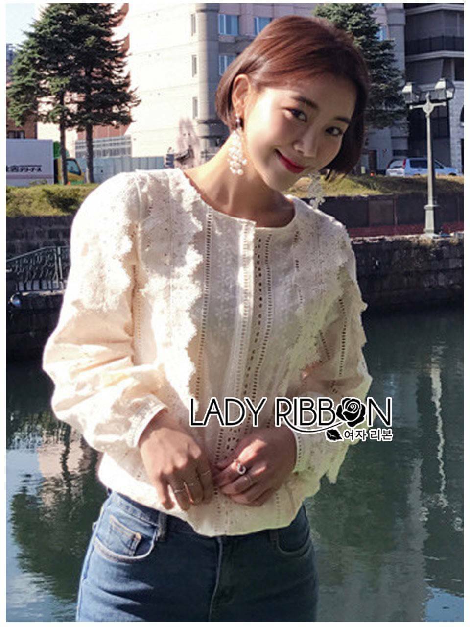 เสื้อแขนยาวผ้าลูกไม้สไตล์เบสิก