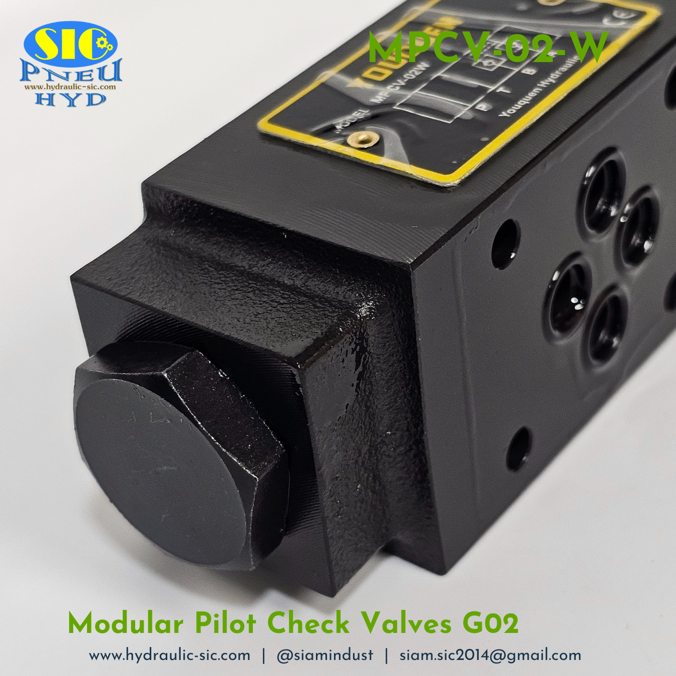 MPCV-02-W : Modular Pilot Check Valve G02 วาล์วกันตก 1/4" แบบซ้อน YOUQUEN
