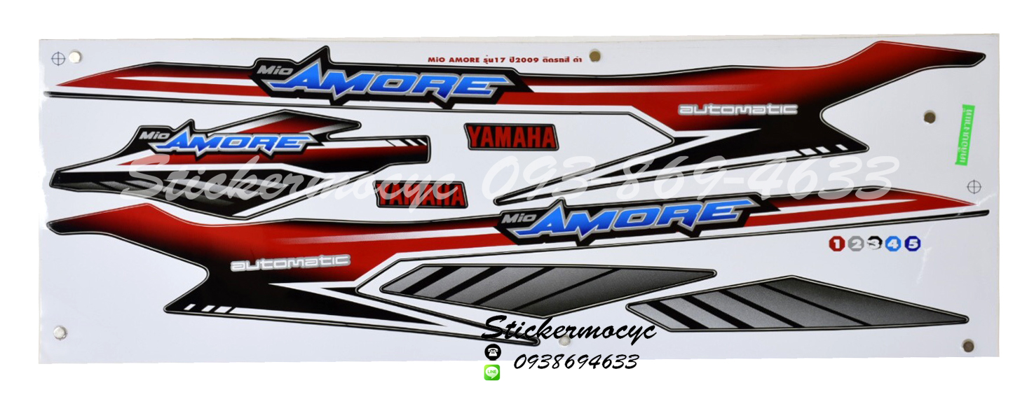 สติ๊กเกอร์ Yamaha Mio Amore ปี 2009 รุ่น 17 ติดรถสี ดำ (เคลือบเงา)