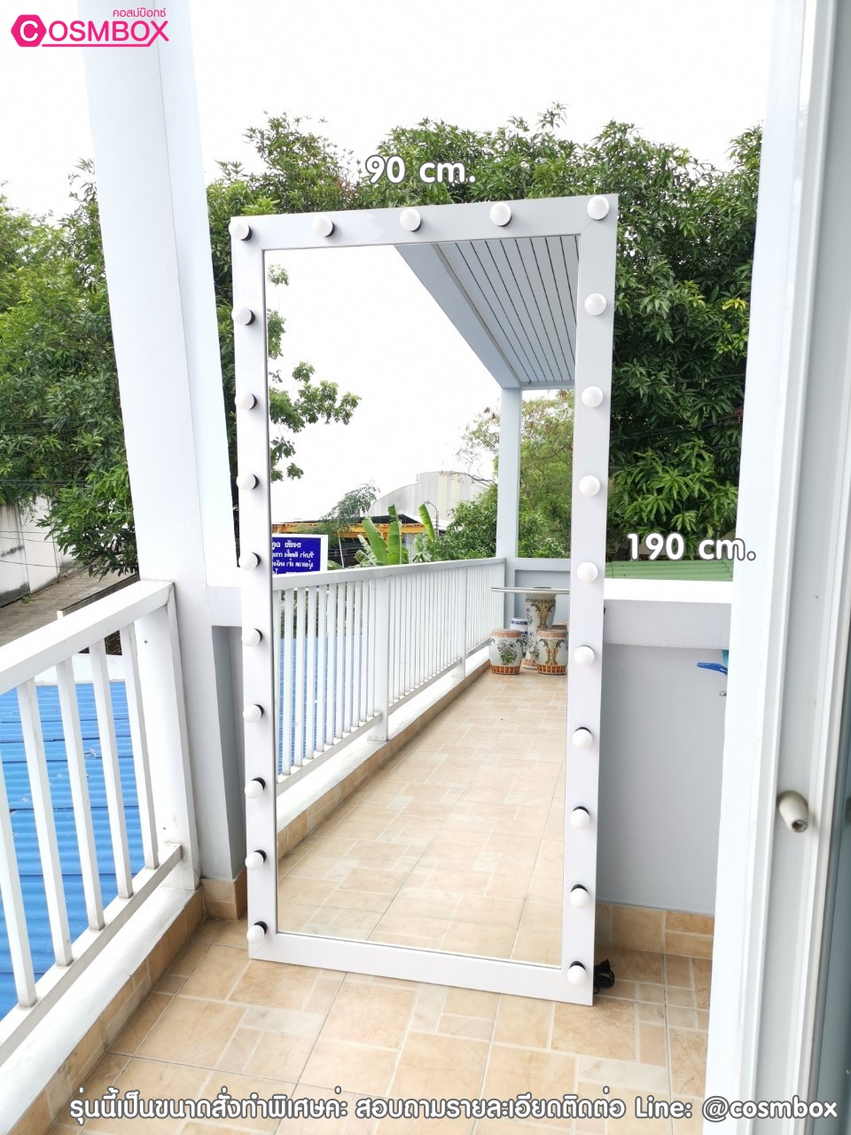 กระจกส่องเต็มตัว กระจกมีไฟ - 90 x 190 cm. (รุ่นแขวนผนัง)