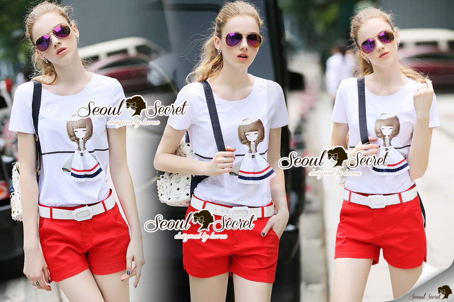 Lady Ribbon Online SS17060616 Seoul Secret Say's...Plaitly Sweety Girly Red Set
