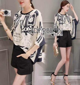 Lady Ribbon Danielle เซ็ตเสื้อพิมพ์ลายแบรนด์Hi-endสุดหรู