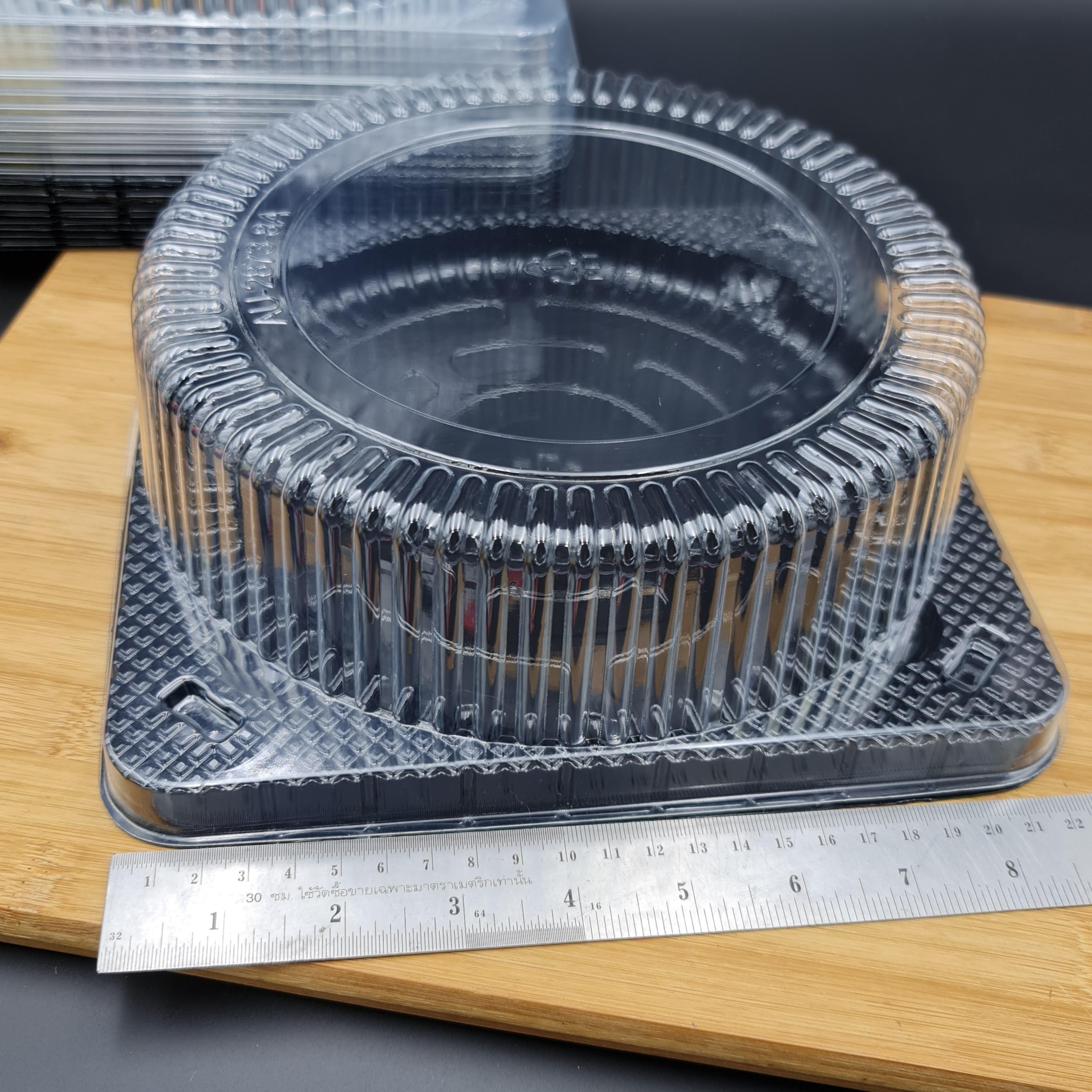 กล่องเค้ก 2ปอนด์ ฐานสี่เหลี่ยมดำ+ฝาใส ล็อคแน่น พลาสติก กล่องเค้ก กล่องเบเกอรี่ กล่องเค้กวุ้น เจริญ12 j12