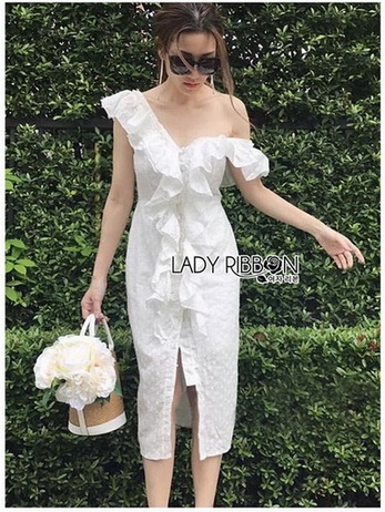 Elegant Middle Lady Ribbon Cotton Dress