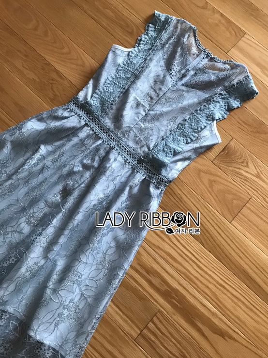 เดรสสั้นผ้าลูกไม้สีฟ้าสดใสสไตล์ซัมเมอร์