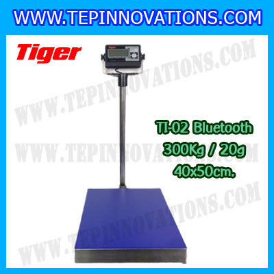 เครื่องชั่งน้ำหนักดิจิตอลBluetooth พิกัด 300kg ความละเอียด 20g ขนาดแท่นชั่ง 40*50cm. ยี่ห้อ TIGER รุ่น TI-02