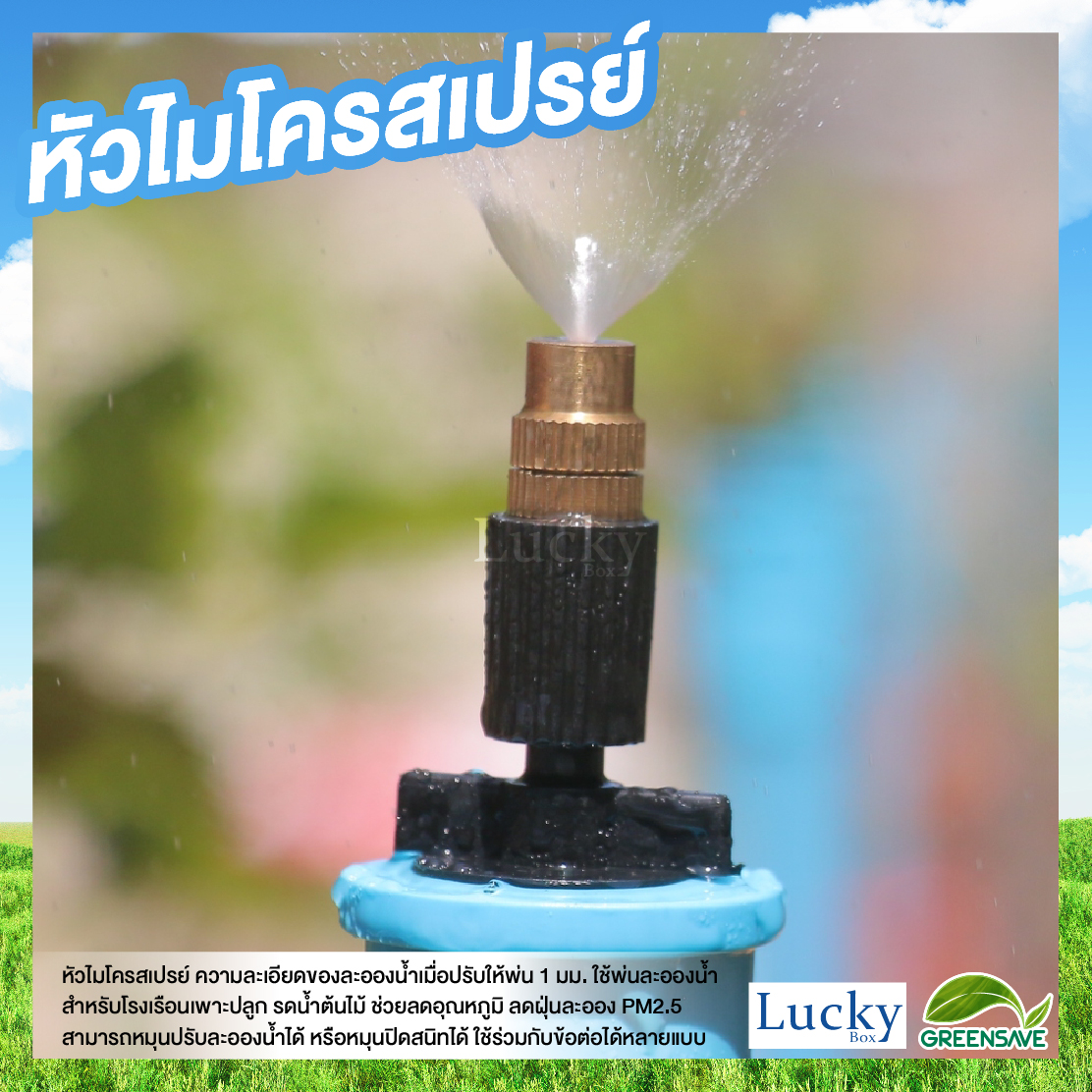 หัวไมโครสเปรย์ ทองเหลือง ความละเอียด 1 มม. พร้อมข้อต่อตรงเกลียวนอก 1/2" (4หุน) (แพ็ค 20 ชิ้น)