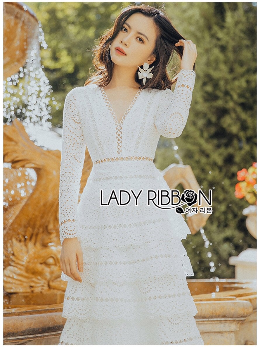 เดรสยาวผ้าคอตตอนฉลุลายตกแต่งเลเยอร์
