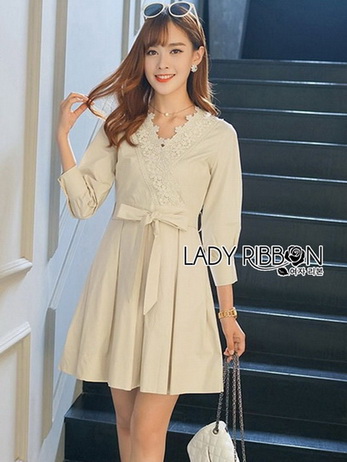 Bianca Sweet Feminine Pastel Lace and Cotton Mini Dress