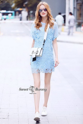 ดเดรสลูกไม้+ซับใน ผ้าชีฟอง