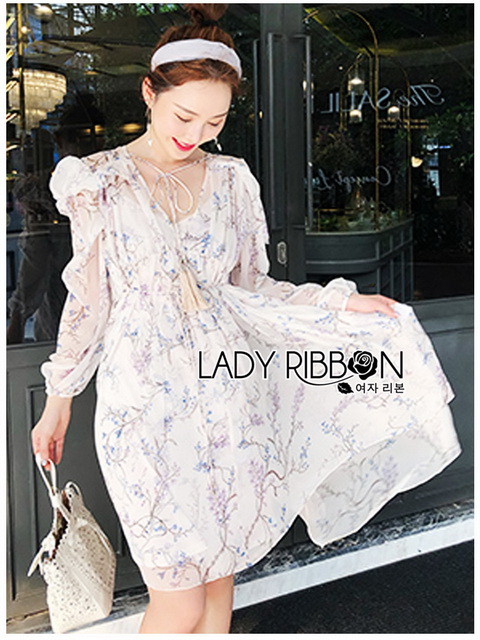 เดรสผ้าชีฟองพิมพ์ลายดอกไม้