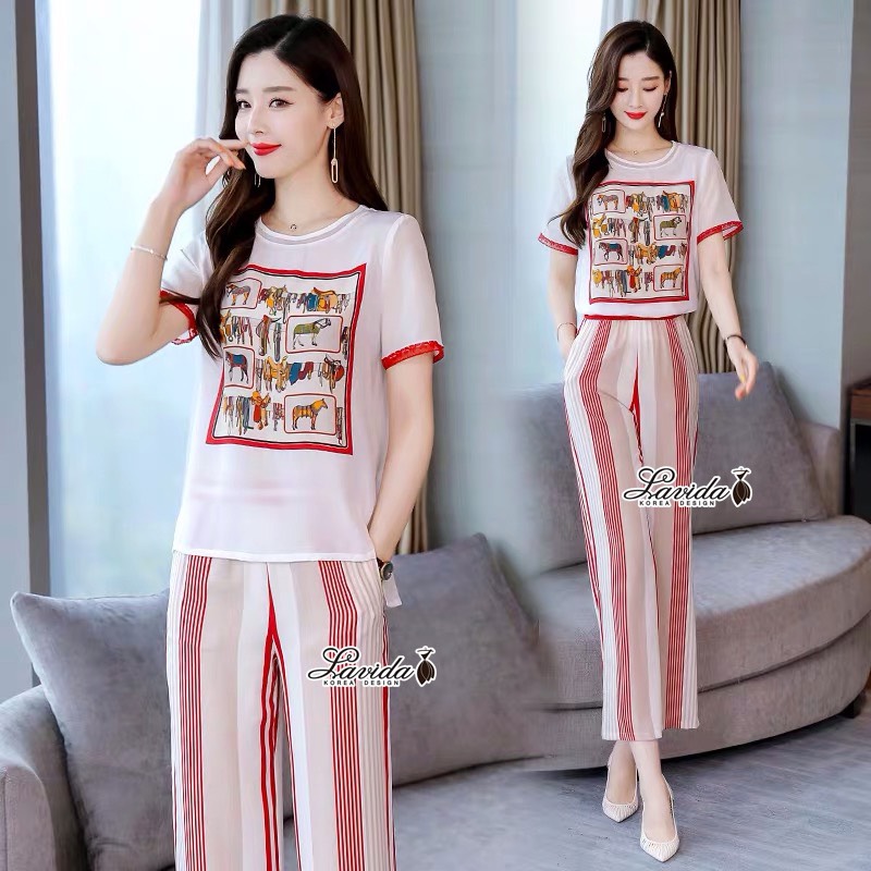 เสื้อ+กางเกง ดีไซน์หน้าด้านหน้าลายม้า