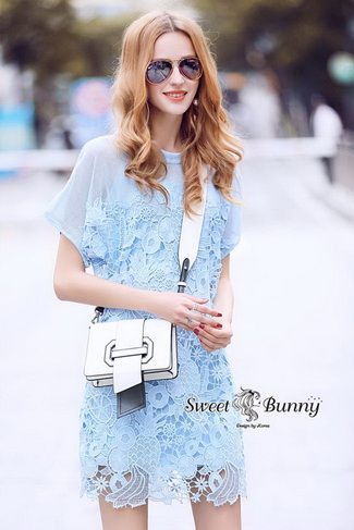 ดเดรสลูกไม้+ซับใน ผ้าชีฟอง
