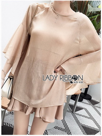 Lady Liz Beige Chiffon Blouse