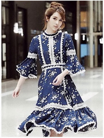 Chiffon Ruffle Maxi Dress เดรสยาว