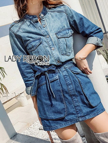 Lady Sarah Street Chic Denim Shirt Dress