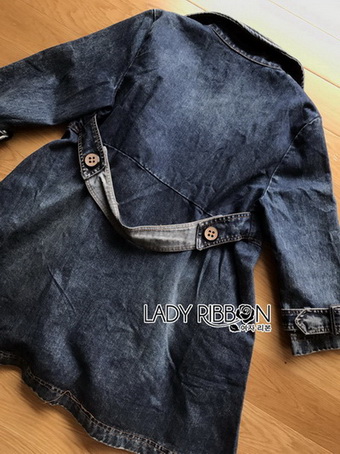 Feminine Lady Ribbon Denim Blazer