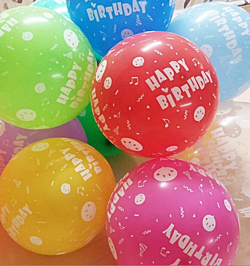 ลูกโป่งพิมพ์ลาย Happy Birthdayขนาด 12 นิ้ว แพค 3 ชิ้น Happy Birthday Latex Balloons