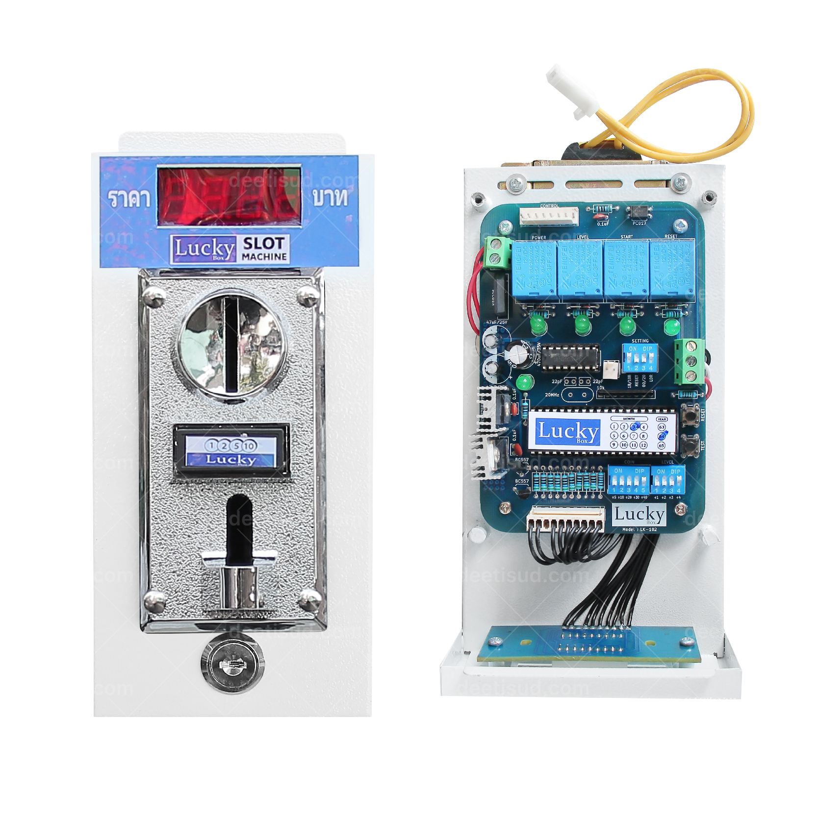กล่องหยอดเหรียญระบบอัตโนมัติ สำหรับเครื่องซักผ้า รุ่นLK99 พร้อมบอร์ด LK-102