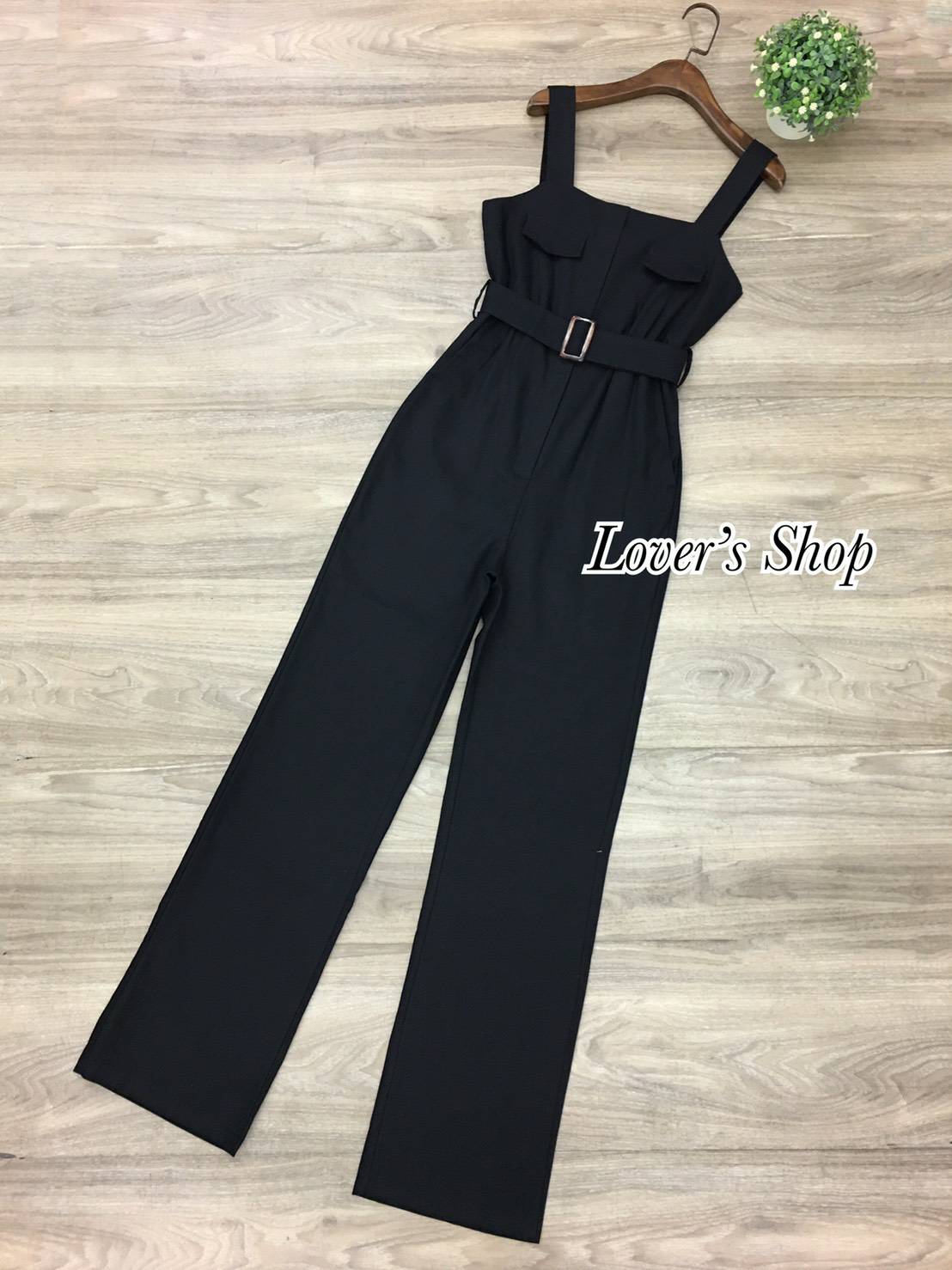 จั้มสูทขายาวผ้าลินิน ดีเทลสายเดี่ยว