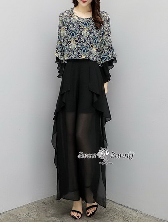 เสื้อผ้าชีฟองลายดอกเนื้อดี