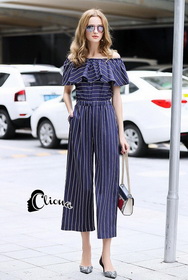 จั้มสูทไหล่สม็อคสีกรมสวยเก๋