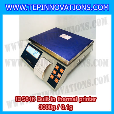 เครื่องชั่งดิจิตอล พิกัดน้ำหนัก 3kg Built-in thermal printer ยี่ห้อ SDS รุ่น IDS816 ค่าละเอียด 0.1g
