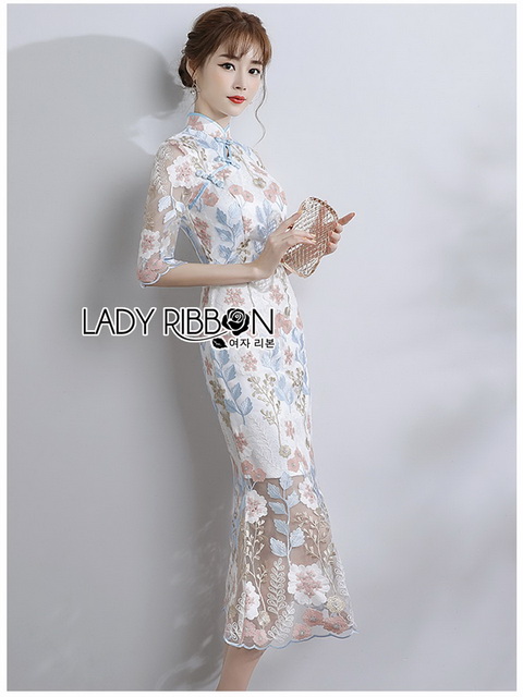 Dress เดรสทรงกี่เพ้าผ้าลูกไม้สีพาสเทล