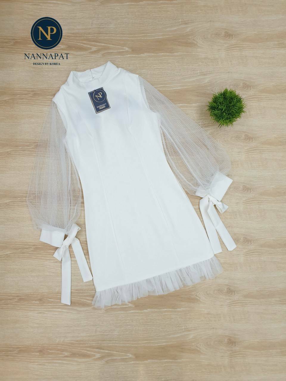 ซิปหลังแขนผ้าใยไหวยาวพองใหญ่