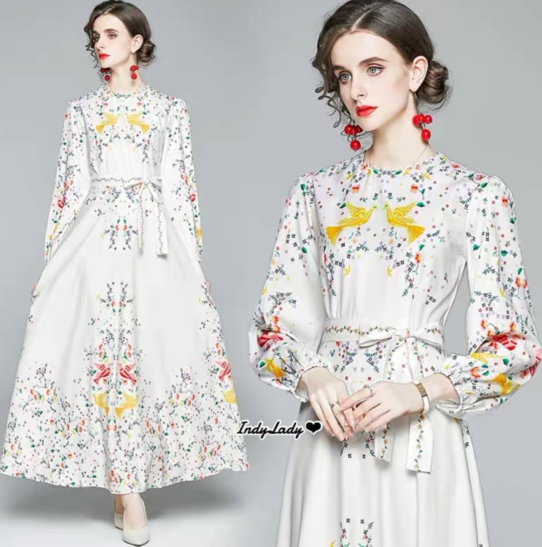 Maxi Dress กระดุมหน้า แขนยาว