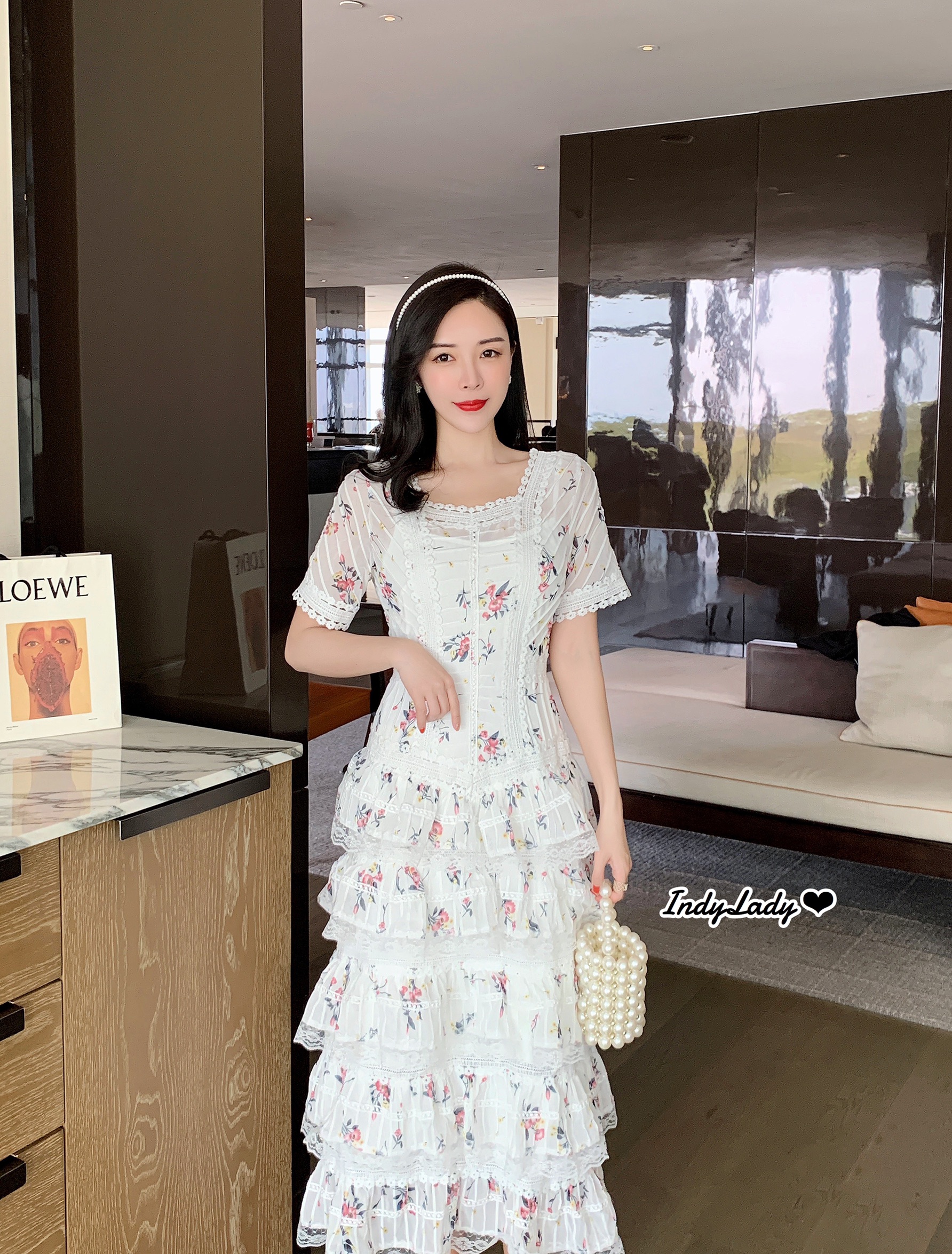 เดรสยาวแขนสั้นงานสวยสุดๆ