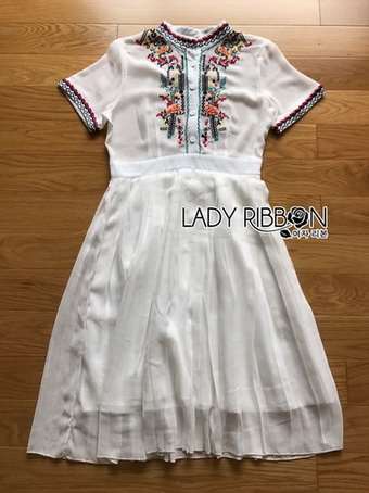 Pleated Chiffon Dress เดรสผ้าชีฟองสีขาว