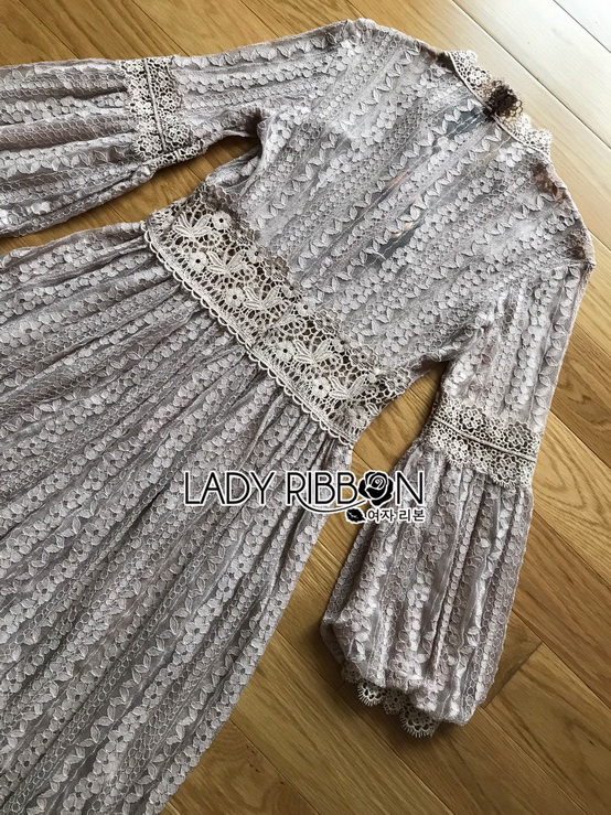 Dress เดรสผ้าลูกไม้สีเบจสไตล์วินเทจ