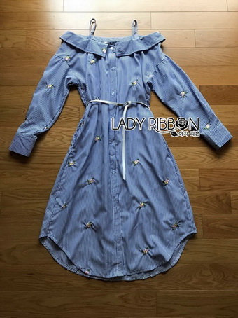 Lady Helena Off-Shoulder Shirt Dress