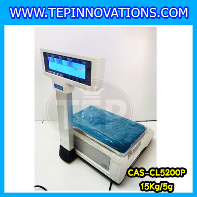 เครื่องชั่งคำนวณราคา 15kg เครื่องชั่งคำนวณราคาดิจิตอลและพิมพ์สติ๊กเกอร์บาร์โค้ด เครื่องชั่งดิจิตอล15kg เครื่องชั่งคำนวณราคา เครื่องชั่ง15kg ความละเอียด5g ตาชั่ง15กิโล ยี่ห้อ CAS รุ่น CL5200 P เครื่องชั่งทำบาร์โค้ด 15 กิโลกรัม