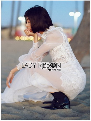 Long Dress เดรสยาวผ้าชีฟองผสมลูกไม้