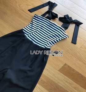 Lady Ribbon Striped Jumpsuit จัมป์สูท
