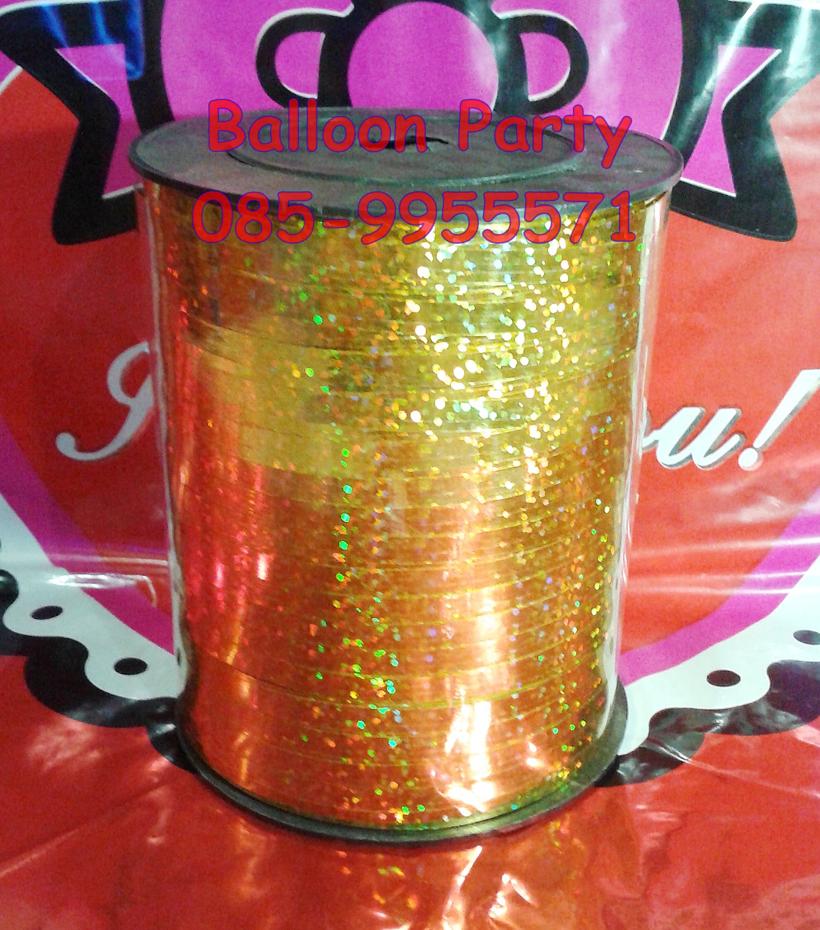 ริบบิ้นลูกสีโป่งทองเหลือบระยิบระยับ Gold Ribbon ยาว 350 เมตร