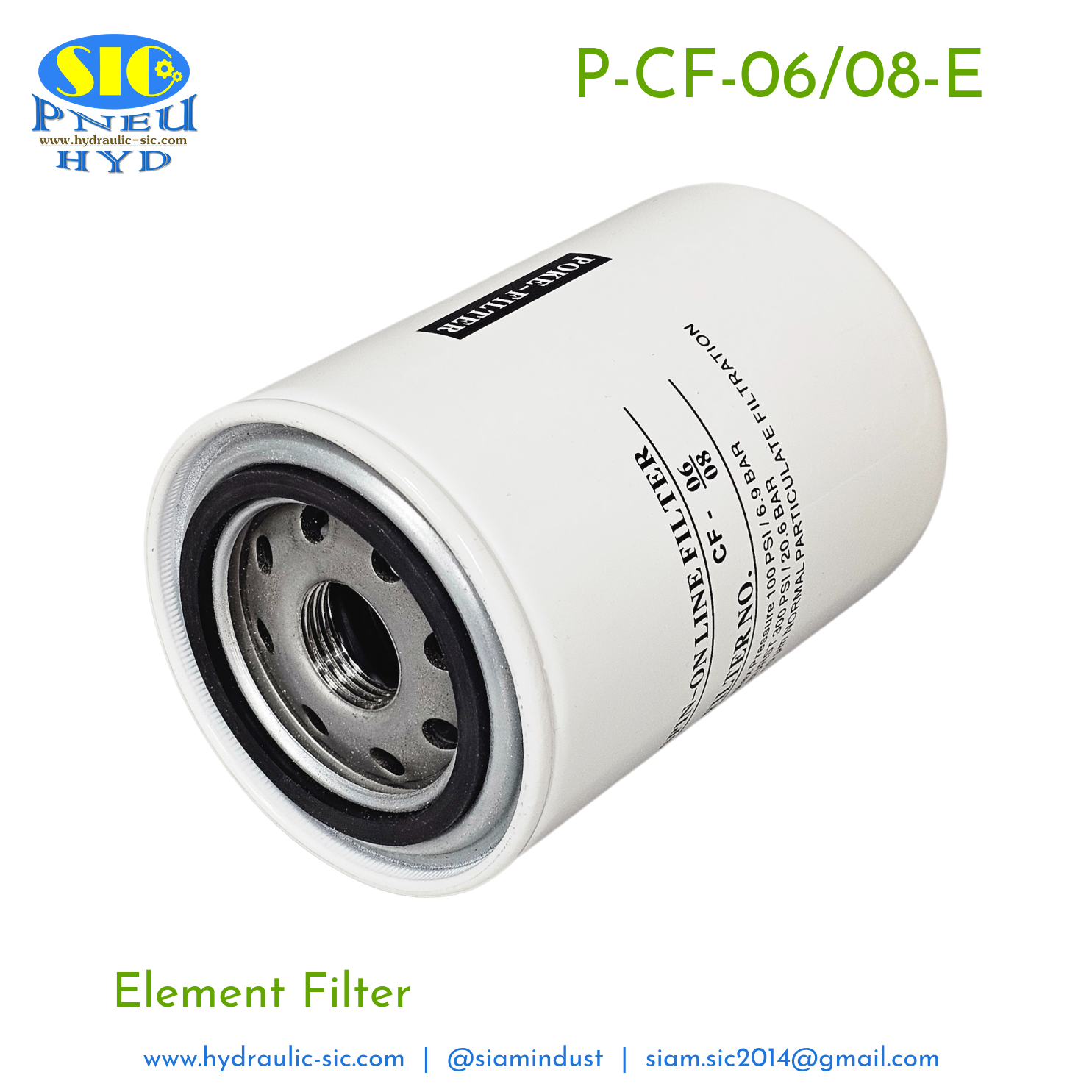 P-CF-06 : POKE Spin On Filter 3/4" ไส้กรองไฮดรอลิค 10 Micron กรองขากลับ กรองละเอียด กรองกระป๋อง