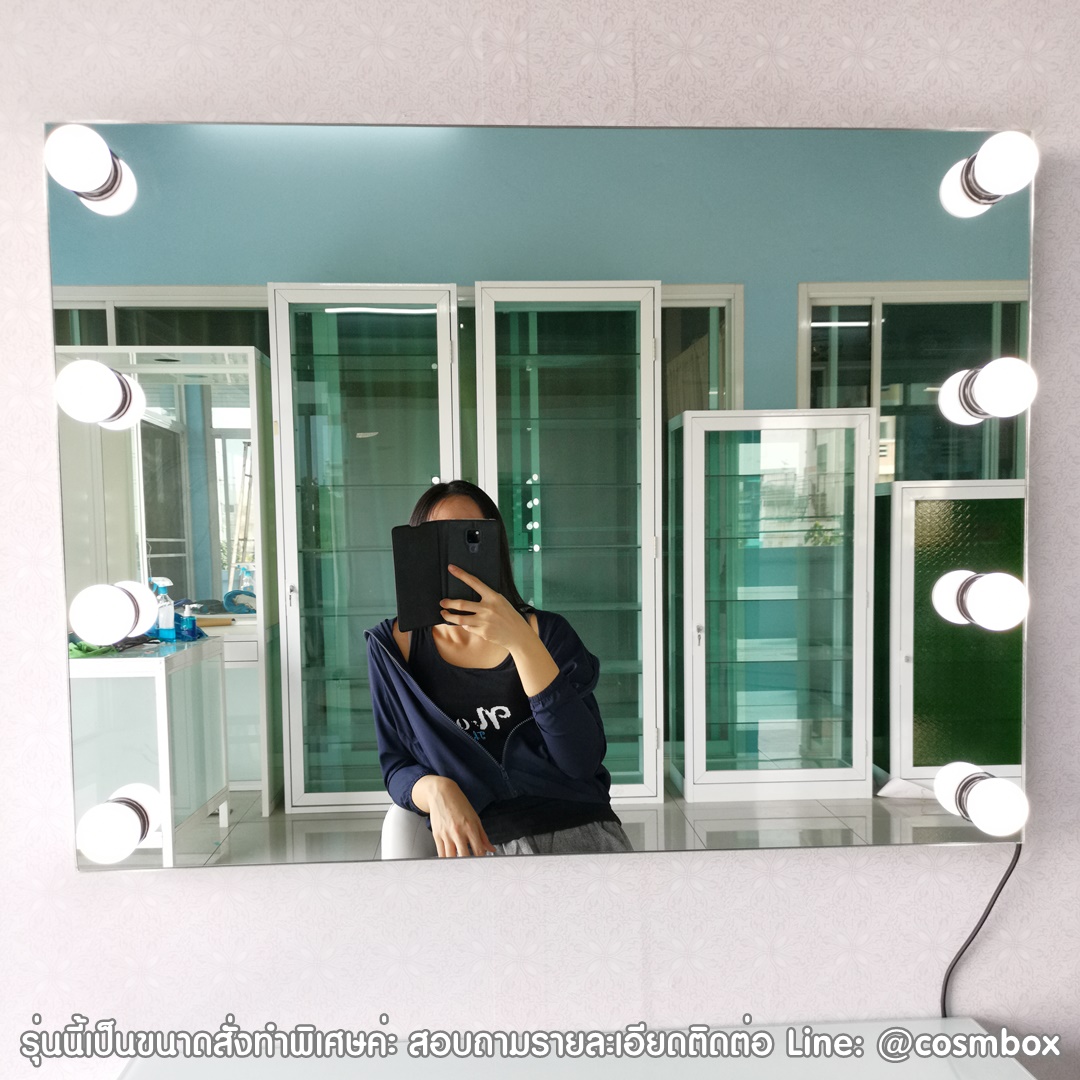 กระจกแต่งหน้า กระจกมีไฟ (Frameless : ไร้ขอบ) - ไฟ 2 ข้าง (รุ่นแขวนผนัง)