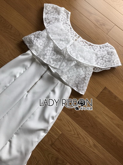 🎀 Lady Ribbon's Made 🎀 Lady Denise Off-Shoulder Ruffle Lace and Crepe Dress
