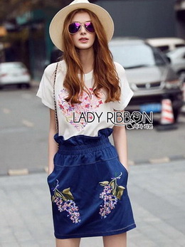 Lady Lizzy Casual Holiday Flower Denim Skirt Set