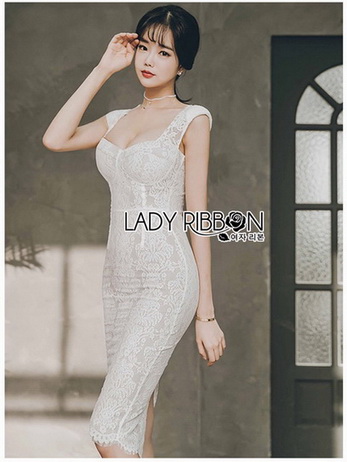 Lady Leanne Sexy Feminine White Lace Dress