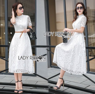 LR10290816 🎀 Lady Ribbon's Made 🎀 Lady Leslie Modern Feminine Lace Shirt Maxi Dress
